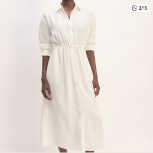 NEW NWT everlane midi shirt dress small white cream pinstripes office east coast